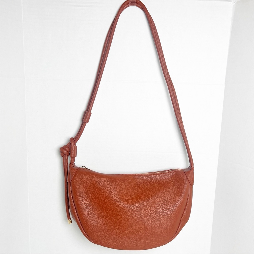 •MALI + LILI• Anthropologie The Aria Convertible Sling Bag in Cognac Brown Vegan - Picture 2 of 14